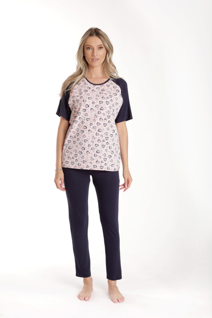 Poza produs Tinuta dama CV24072 bleumarin/roz inimioare, Cesy | marimea XL