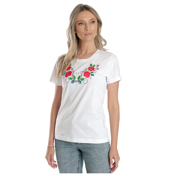 Poza produs Tricou broderie dama DV24TB01 alb floral, Dress to Impress | marimea XL