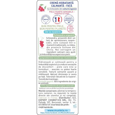 Poza produs Crema Hidratanta calmanta pentru piele sensibila, Mustela | 40 ml