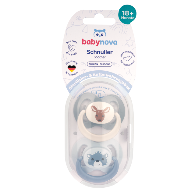 Suzete ortodontice din silicon,decorate, multicolore, 18 luni+, 20006, Baby Nova | 2 bucati — poza produs 2/3