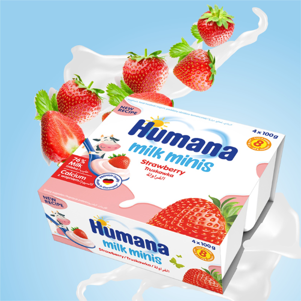 Poza produs Iaurt cu capsuni 8+ luni, Humana | 4 x 100 g