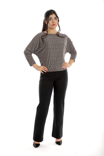 Poza produs Bluza chimono CP24021 grej & roz pudra geometric, Cesy | marimea L