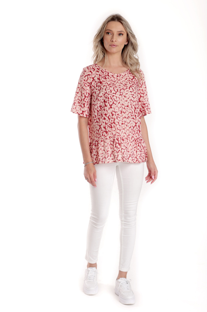 Poza produs Bluza volan CV24063 roz/rosu pastel, Cesy | marimea L