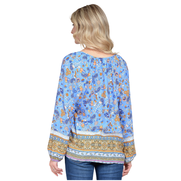 Poza produs Bluza ie dama ERT23V242 albastru/galben imprimeu combinat, Eranthe | marimea L