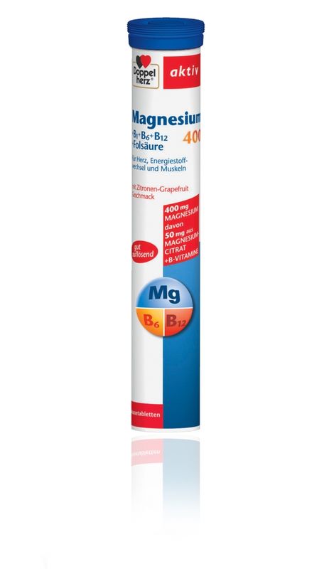 Poza produs DOPPELHERZ MAGNEZIU 400MG +B1+B6+B12+ACID FOLIC X15COMPR.EFF.