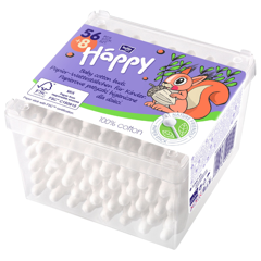 Betisoare de urechi cu opritor BABY HAPPY, TZMO | 56+8 bucati