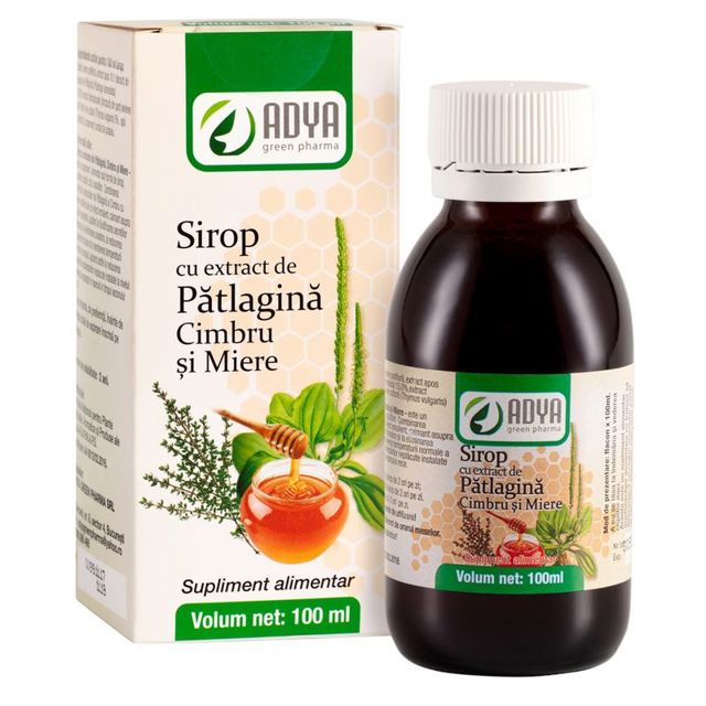 Poza produs Sirop cu extract de patlagina, cimbru si miere, Adya Green Pharma | 100 ml