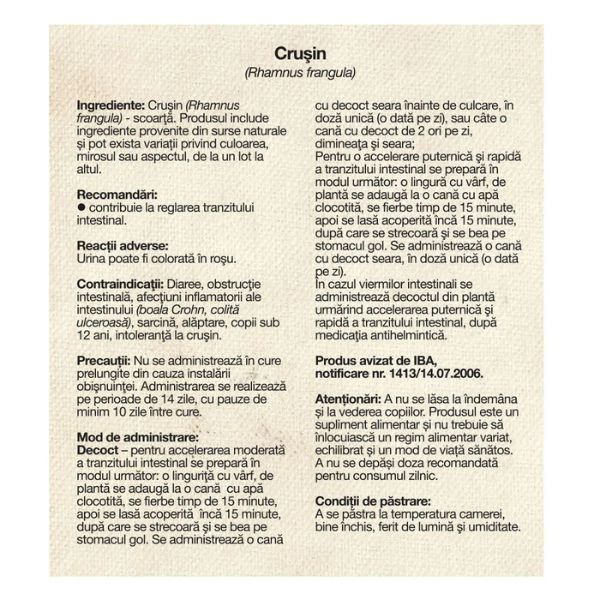 Poza produs Ceai Crusin, Dacia Plant | 50 g