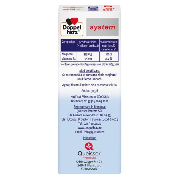 Magneziu lichid 375 mg, Doppelherz System | 10 flacoane — poza produs 3/4