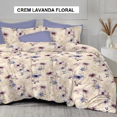 Lenjerie pat FINET (6 piese) crem lavanda floral 230x250 cm, Ralex | 1 buc