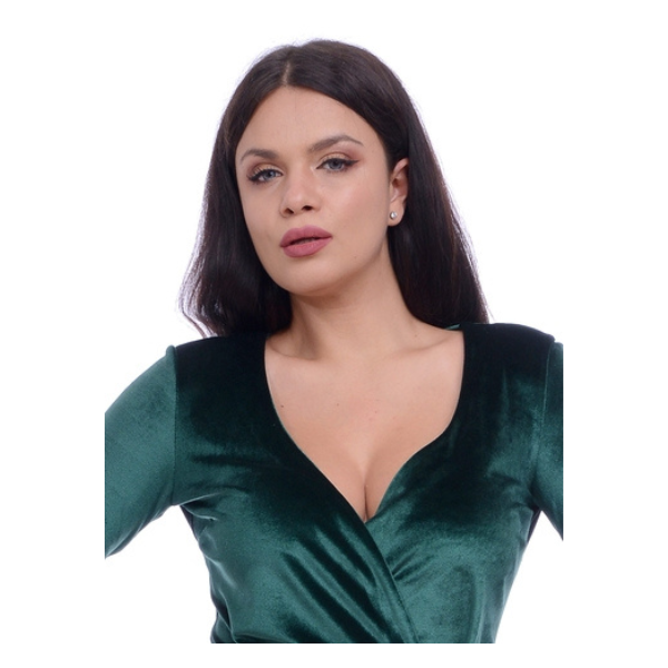 Poza produs Rochie catifea DI20R26V verde smarald, Dress to Impress | marimea 40