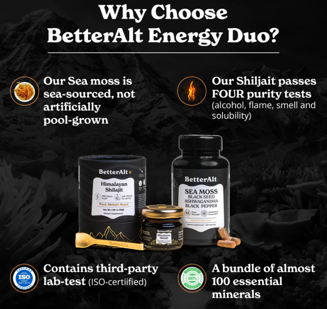 Poza produs Better Alt Shilajit Sea Moss, Formula de Shilajit cu Alge Marine, Ashwagandha si Tongkat Ali, General Nutrition Corp | 120 cps