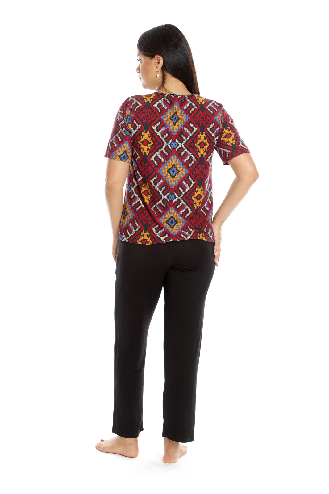Poza produs Tinuta dama casual CT22076 grena etno/negru, Cesy | marimea M
