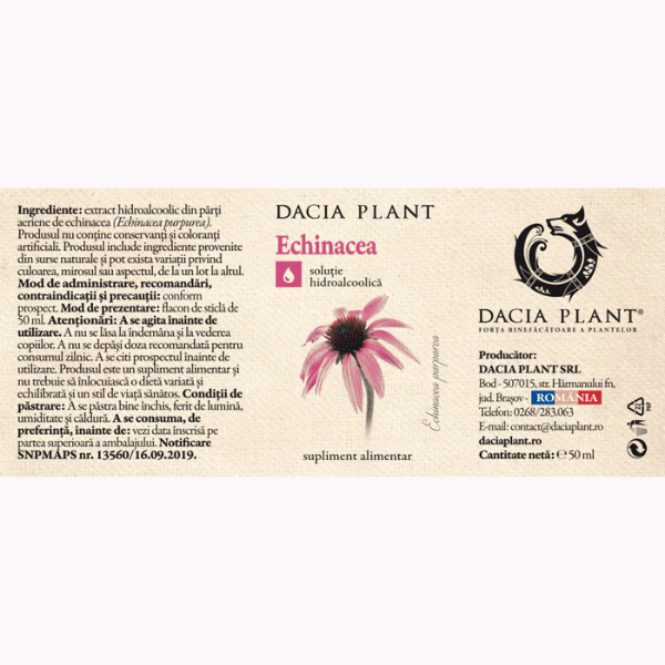 Poza produs Tinctura Echinacea, Dacia Plant | 50 ml