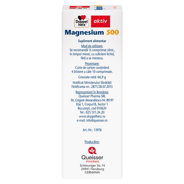 Magneziu Depot 500 mg, Doppelherz Activ | 30 cpr + 10 cpr CADOU — poza produs 3/4