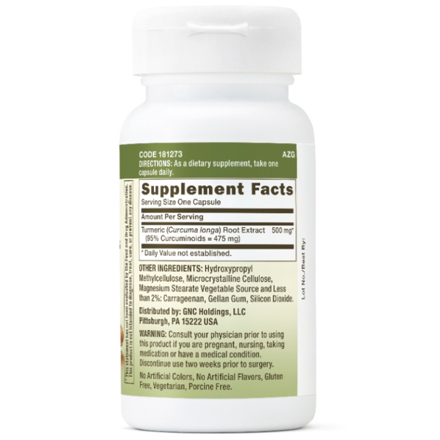 Poza produs GNC Herbal Plus Turmeric Curcumin 500 mg, General Nutrition Corp | 30 capsule