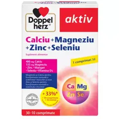 Calciu + Magneziu + Zinc + Seleniu, Doppelherz Aktiv | 30 + 10 comprimate CADOU