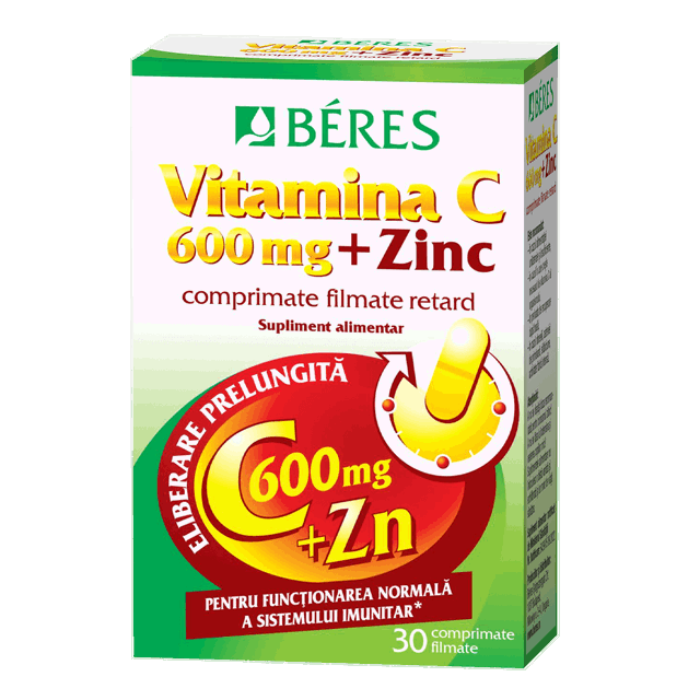 Poza produs Vitamina C 600 mg + Zinc, Beres Pharmaceuticals | 30 comprimate