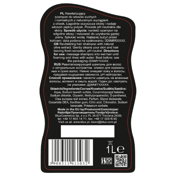 Poza produs Sampon pentru par normal si uscat cu extract de Masline Naturaphy, Blux | 1L