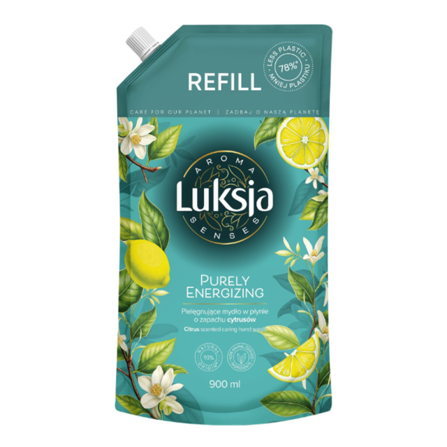 Poza produs Rezerva sapun lichid AROMA SENSES PURELY ENERGIZING Citrice XXL, Luksja | 900 ml