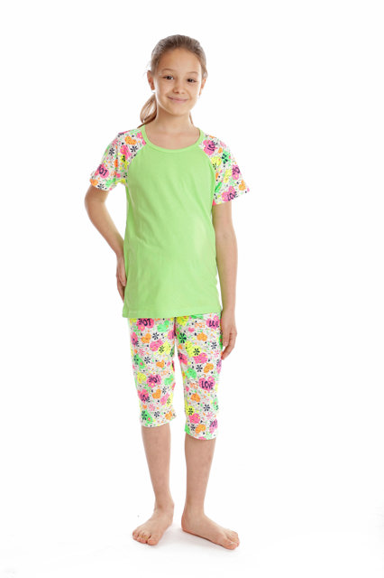 Pijama 3/4 fete AV2429 vernil/inimioare Love, Andana | marimea 34 (7/8 ani) — poza produs 1/3