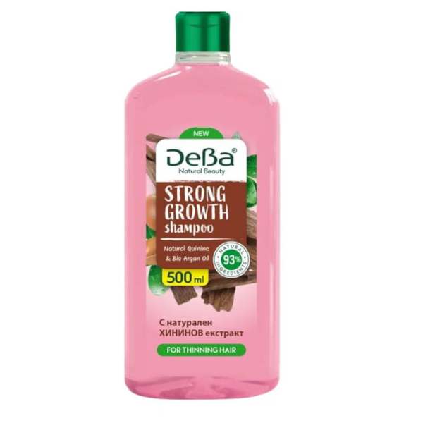 Poza produs Sampon pentru cresterea parului DEBA NATURAL BEAUTY cu extract natural de Chinina si Argan Bio, Rubella | 500 ml