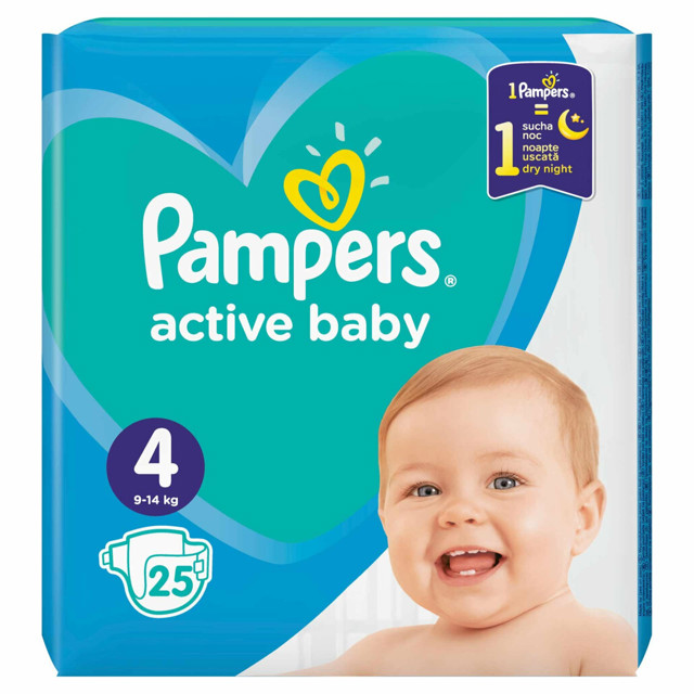 Poza produs Pampers Active Baby nr.4, 9-14 kg, P&G | 25 bucati