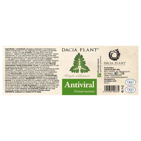 Poza produs Antiviral, Dacia Plant |  60 comprimate