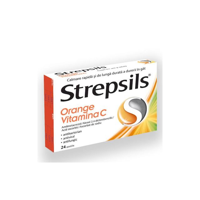 Poza produs Strepsils Orange Vitamina C | 24 pastile