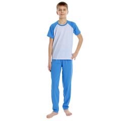 Pijama baieti AP2535 albastru/alb microimprimeu, Andana | marimea 38 (11/12 ani)