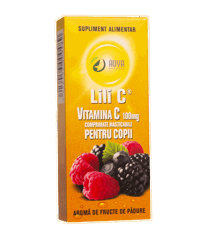 Vitamina C  100 mg pentru copii cu aroma de fructe de padure, Lili C, Adya Green Pharma | 30 comprimate