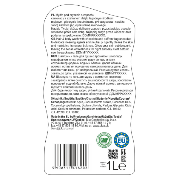 Poza produs Sampon si gel de dus Ciocolata Dubai Naturaphy, Blux | 1 l