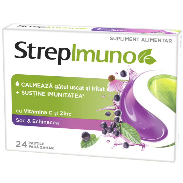 Poza produs STREPIMUNO SOC&ECHINACEEA PASTILE DE SUPT 24BUC