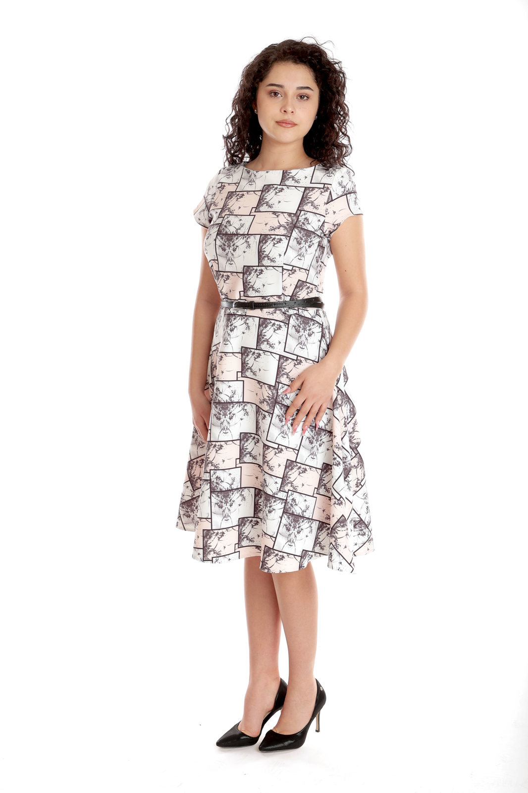 Poza produs Rochie semiclos CV24035 SIZE somon/negru chenare, Cesy | marimea XXL