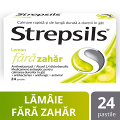 Strepsils Lemon fără zahăr, Reckitt Benckiser | 24 pastile