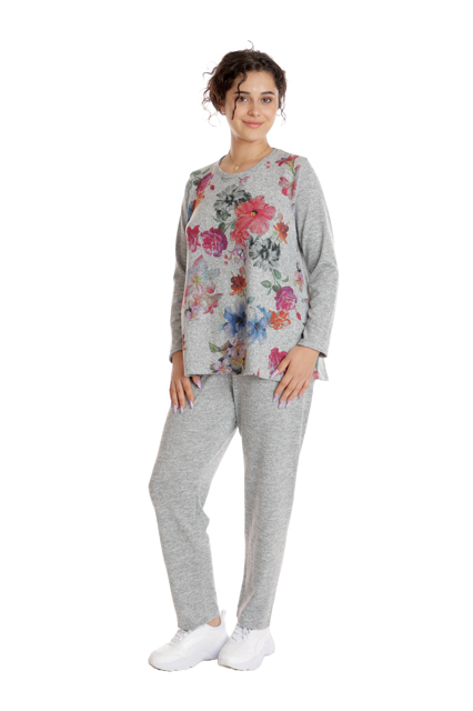 Poza produs Tinuta dama CT24086 gri melanj/floral multicolor, Cesy | marimea S