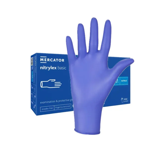 Poza produs Manusi Nitril fara pudra NITRYLEX Basic Dark Blue S, Mercator Medical | cutie x 100 bucati