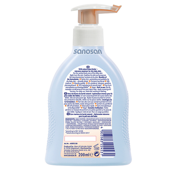 Lotiune nutritiva pentru piele uscata, Sanosan | 200 ml — poza produs 2/2
