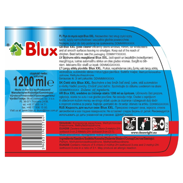 Poza produs Detergent geamuri cu Alcool, Blux | 1200 ml