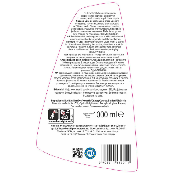 Poza produs Apret pentru perdele si draperii, Blux | 1L