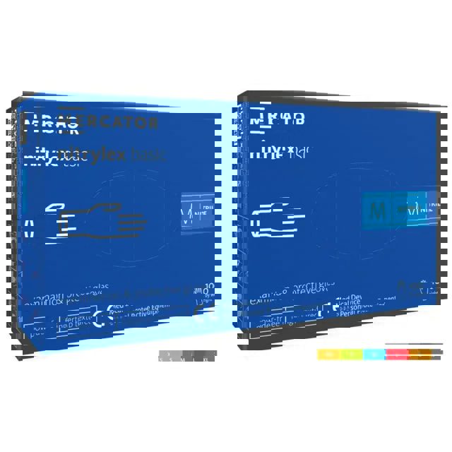 Poza produs Manusi Nitril fara pudra NITRYLEX Basic Dark Blue M, Mercator Medical | cutie x 100 bucati