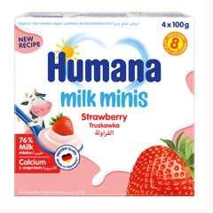 Iaurt cu capsuni 8+ luni, Humana | 4 x 100 g