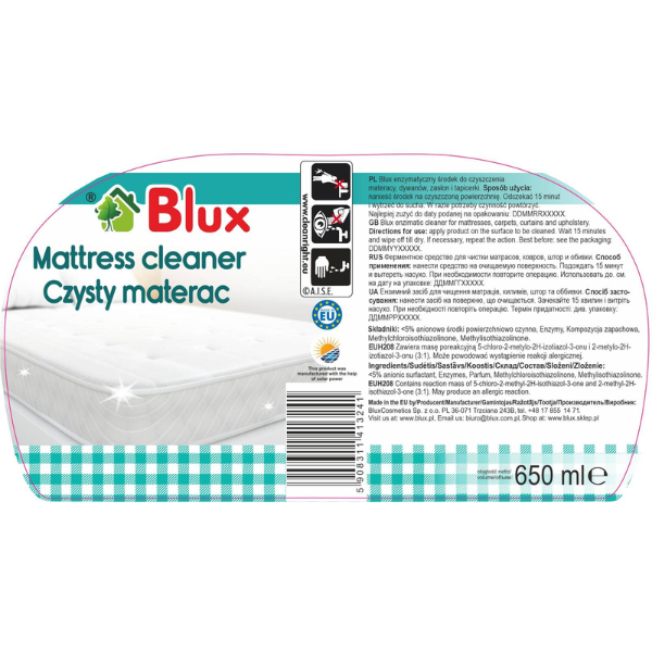 Poza produs Solutie enzimatica pentru saltele, Blux | 650 ml