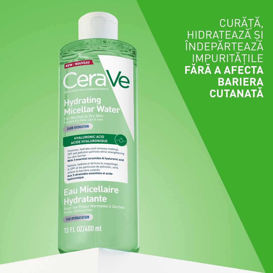 Apa micelara hidratanta pentru ten Normal si Uscat, Cerave | 400 ml — poza produs 4/7
