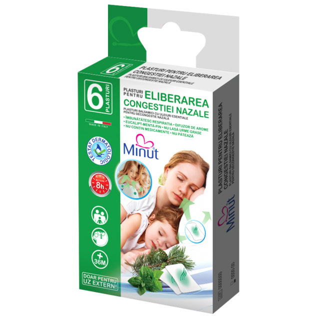 Poza produs Plasturi pentru eliberarea congestiei nazale X 6 buc, Minut