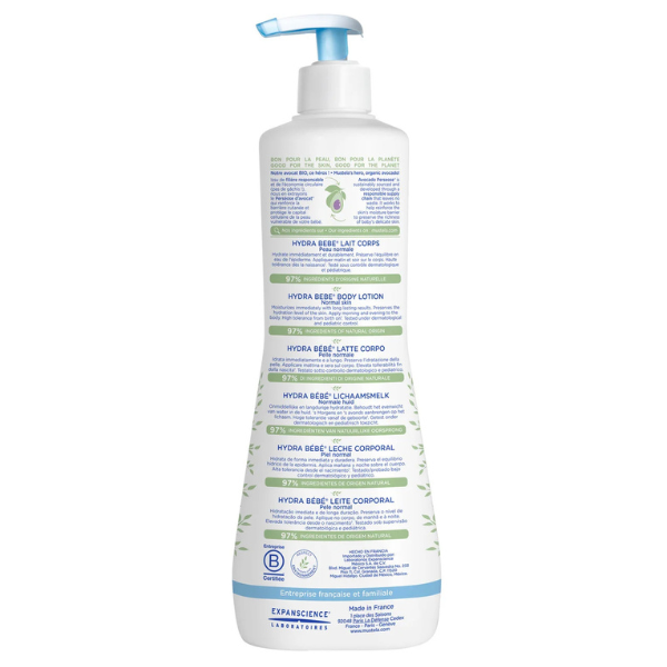 Poza produs Lotiune Hidranta pentru corp Hydra Bebe cu Avocado Organic, Mustela | 750 ml