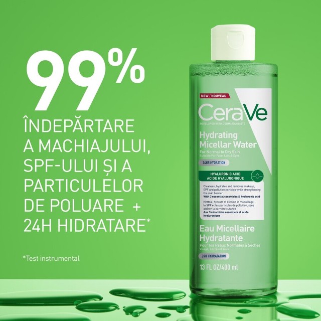 Apa micelara hidratanta pentru ten Normal si Uscat, Cerave | 400 ml — poza produs 3/7