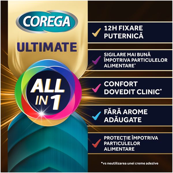 Poza produs Crema adeziva pentru proteza dentara Corega Power Max Ultimate All in 1, Haleon | 40 g