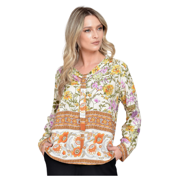 Poza produs Bluza funda dama ERT23V236 alb floral/caramiziu, Eranthe | marimea L