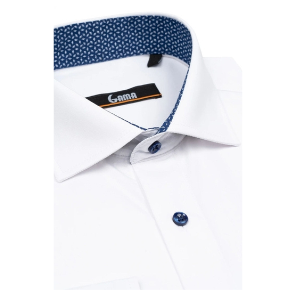 Poza produs Camasa barbati GAM_1400 Slim Fit, alb/bleumarin microimprimeu, Gama | marimea 41/42